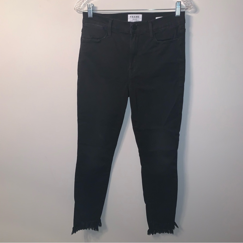 Frame Le High Skinny Black High Rise Jeans Ankle 30